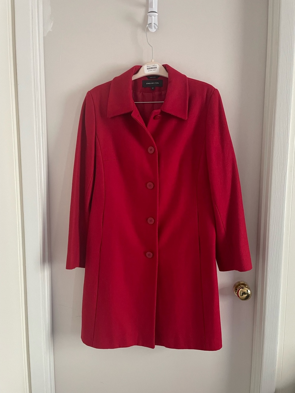 Jones New York Red Wool Blend Coat EUC Size 12